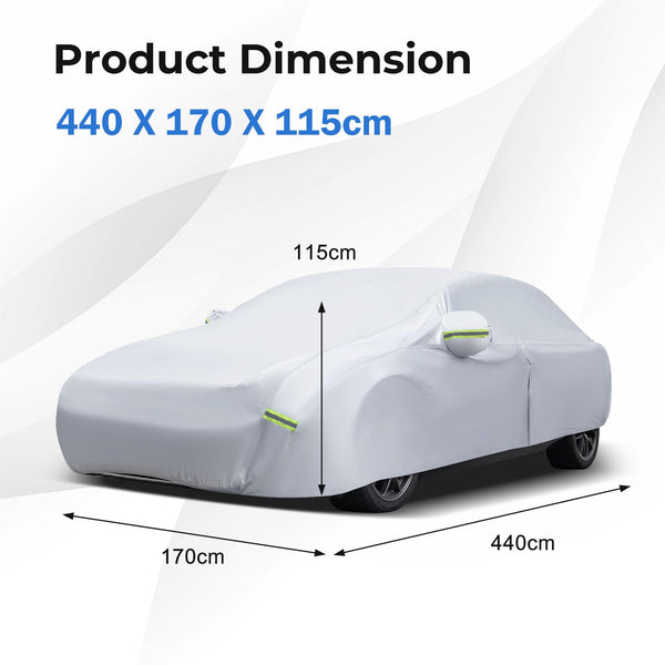 COSTWAY Car Cover Waterproof, Universal Full Car Cover with Zipper Door, Reflective Strips & Storage Bag, All Weather Windproof Snowproof UV Protection (Fit Sedan, Length Up to 190”(482cm))
