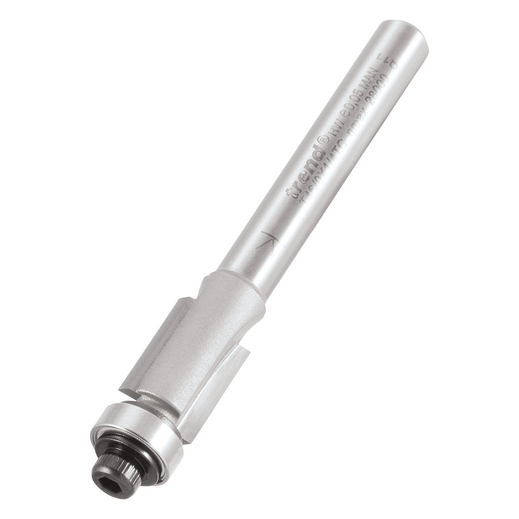 Trend Professional Guided Trimmer, 1/2 Inch Shank, 12.7mm Cut Diameter, 50mm Cut Length, Tungsten Carbide Tipped, 46/23X1/2TC