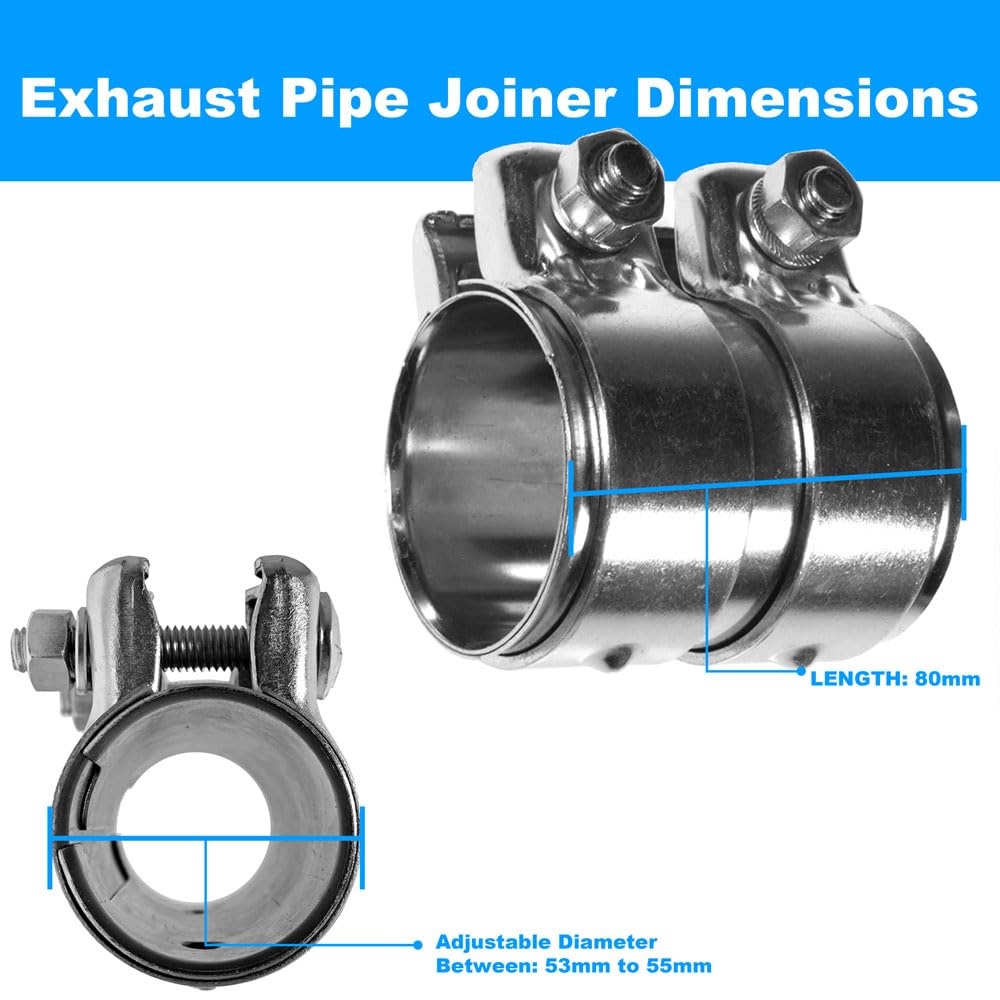 BITS4REASONS E-TECH EC015.5 New Model Heavy Duty Adjustable Exhaust Pipe Joiner/Connector 63-66MM, 125MM Long