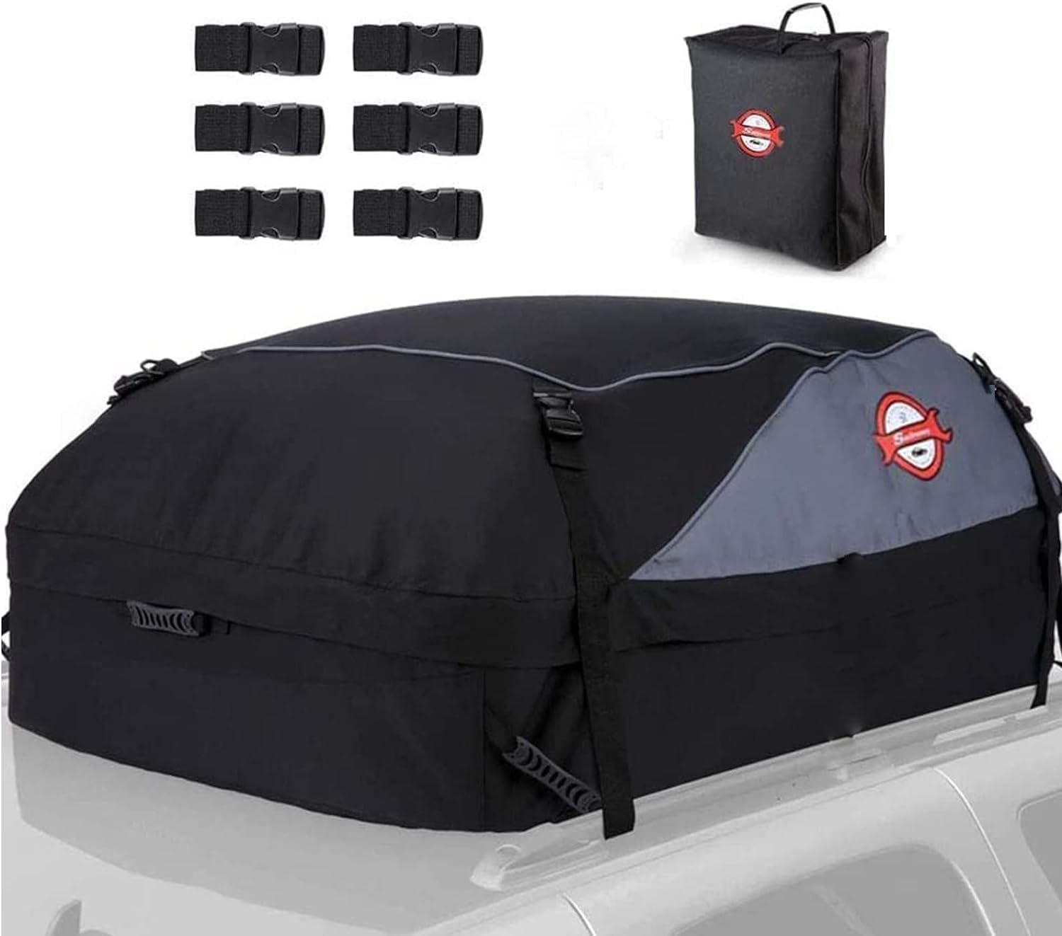 Sailnovo Roof Box Roof Bag 580L/20 Cubic Waterproof Car Roof Bag with 6 Door hooks, Soft-Shell Large Roof Cargo Carrier Bags for Cars without/with Roof Bars/Rack/Rails, Black