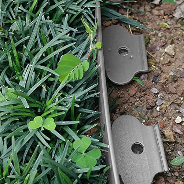 Flexible Garden Edging Borders 10m,Landscape Edging [Extra Tall 10cm High]with 30pcs Stakes, No Dig Garden Border Lawn Edging Mini Plastic Fence for Flowerbeds,Grass-Grey