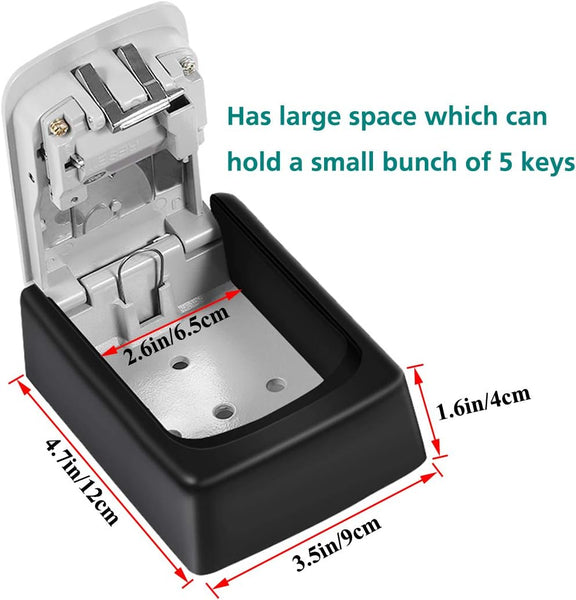 Key Safe Wall Mounted Lockbox - BeskooHome Waterproof Combination Key Lock Box, Zinc Alloy Key Storage with Slide Cover, Resettable Code, for House Spare Keys, Airbnb, Garage - Mounting Kit included