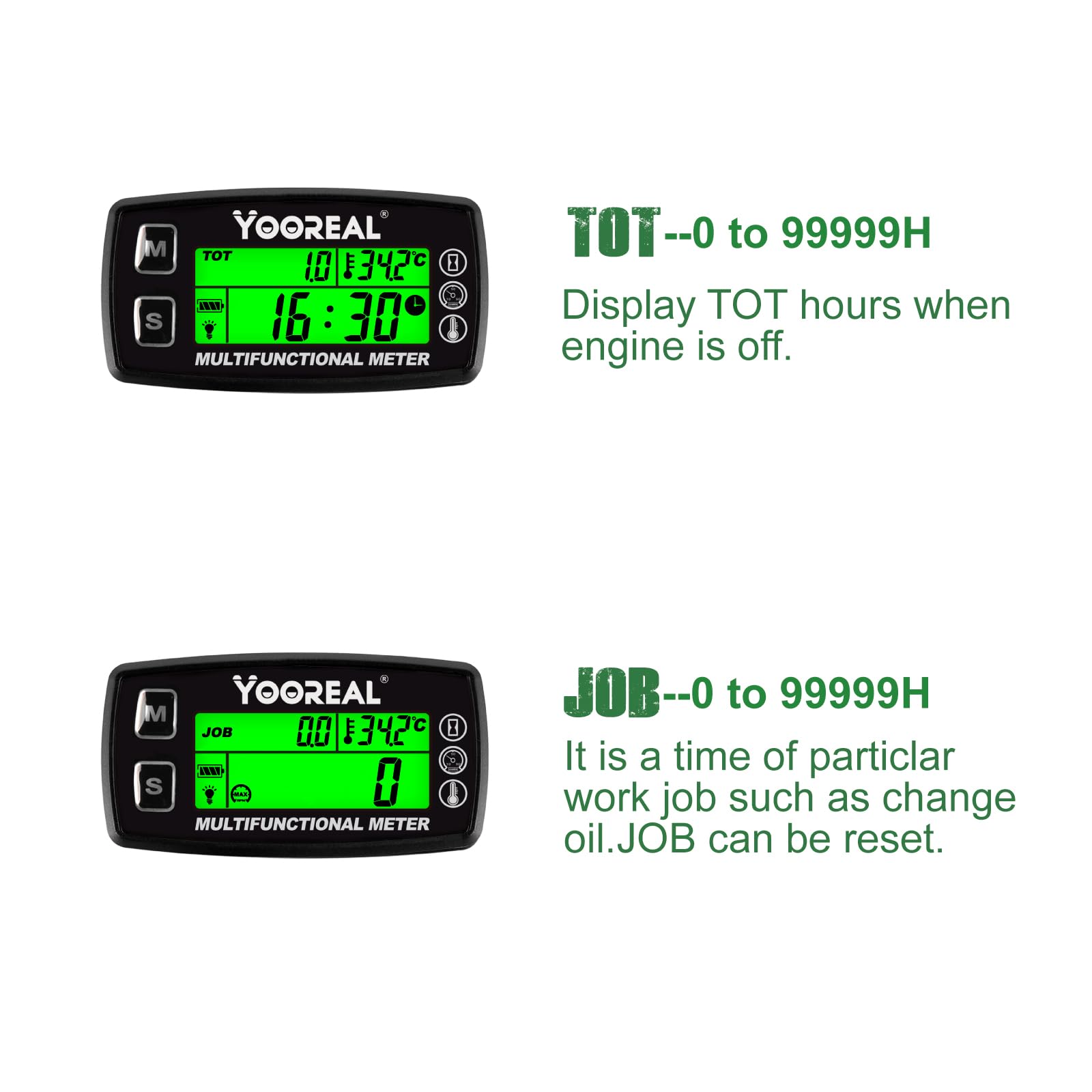 Yooreal Engine Temperature Gauge,TEMP Meter,User Shutdown Tachometer for Scooter Snowmobile Mini Bike Motorcycle Lawn Mower Generator Dump Truck