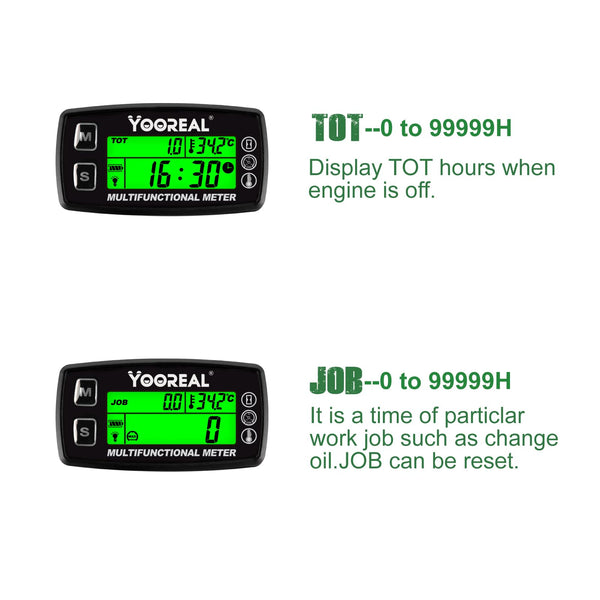 Yooreal Engine Temperature Gauge,TEMP Meter,User Shutdown Tachometer for Scooter Snowmobile Mini Bike Motorcycle Lawn Mower Generator Dump Truck