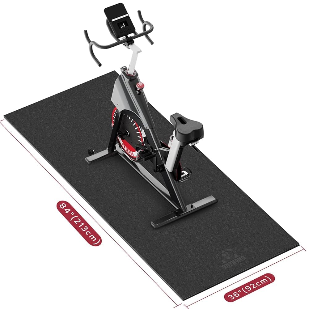 HAPBEAR Exercise Equipment Mat-84" x 36"x1/4" (213 x 92cm?6mm),Treadmill Mat, Exercise Bike Mat, Heavy-Duty Floor Protector, Non-slip, Noise Reduction