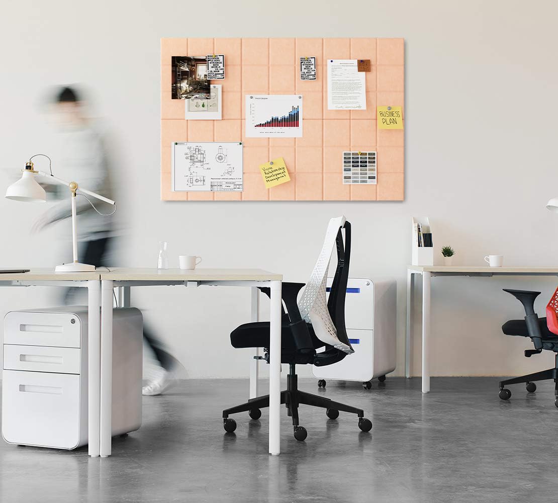 Uoisaiko Large 30x30cm Felt Board Tiles with 30 Pins, Pack of 6 Bulletin Board Notice Boards for Home Office Kitchen, Self Adhesive Pin Board Wall Tiles for Photos Memos