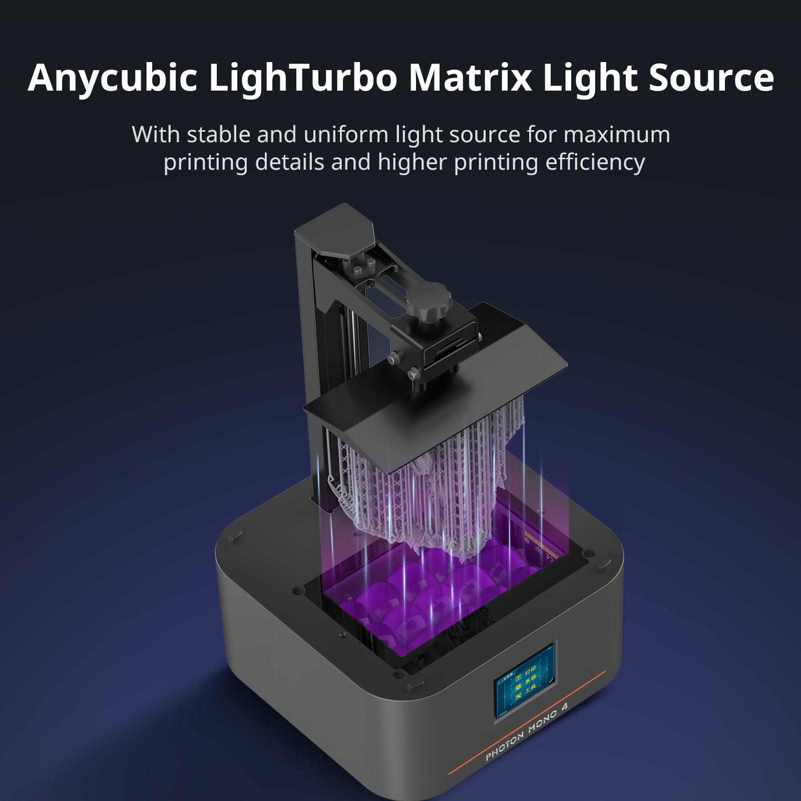 ANYCUBIC Photon Mono 4 Resin 3D Printer, 7'' 10K Mono LCD Screen with Stable LighTurbo Light Source, 70mm/h Fast Printing, Print Volume 6.04'' x 3.42'' x 6.49''