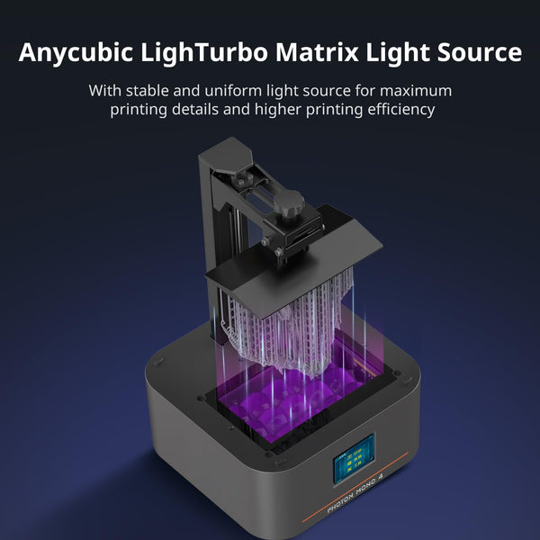 ANYCUBIC Photon Mono 4 Resin 3D Printer, 7'' 10K Mono LCD Screen with Stable LighTurbo Light Source, 70mm/h Fast Printing, Print Volume 6.04'' x 3.42'' x 6.49''