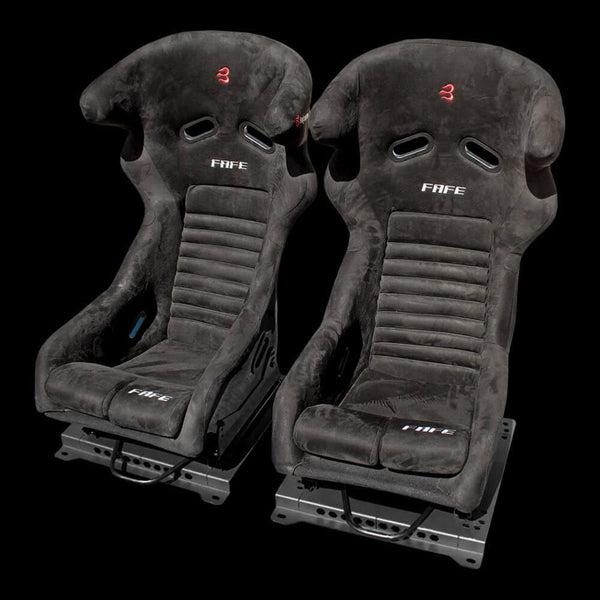 Set of Barbarian Fixed Bucket FAFE Racing Seats for Focus Mk2 (All Models) Ford, Black Suede, Track, Race, Drift