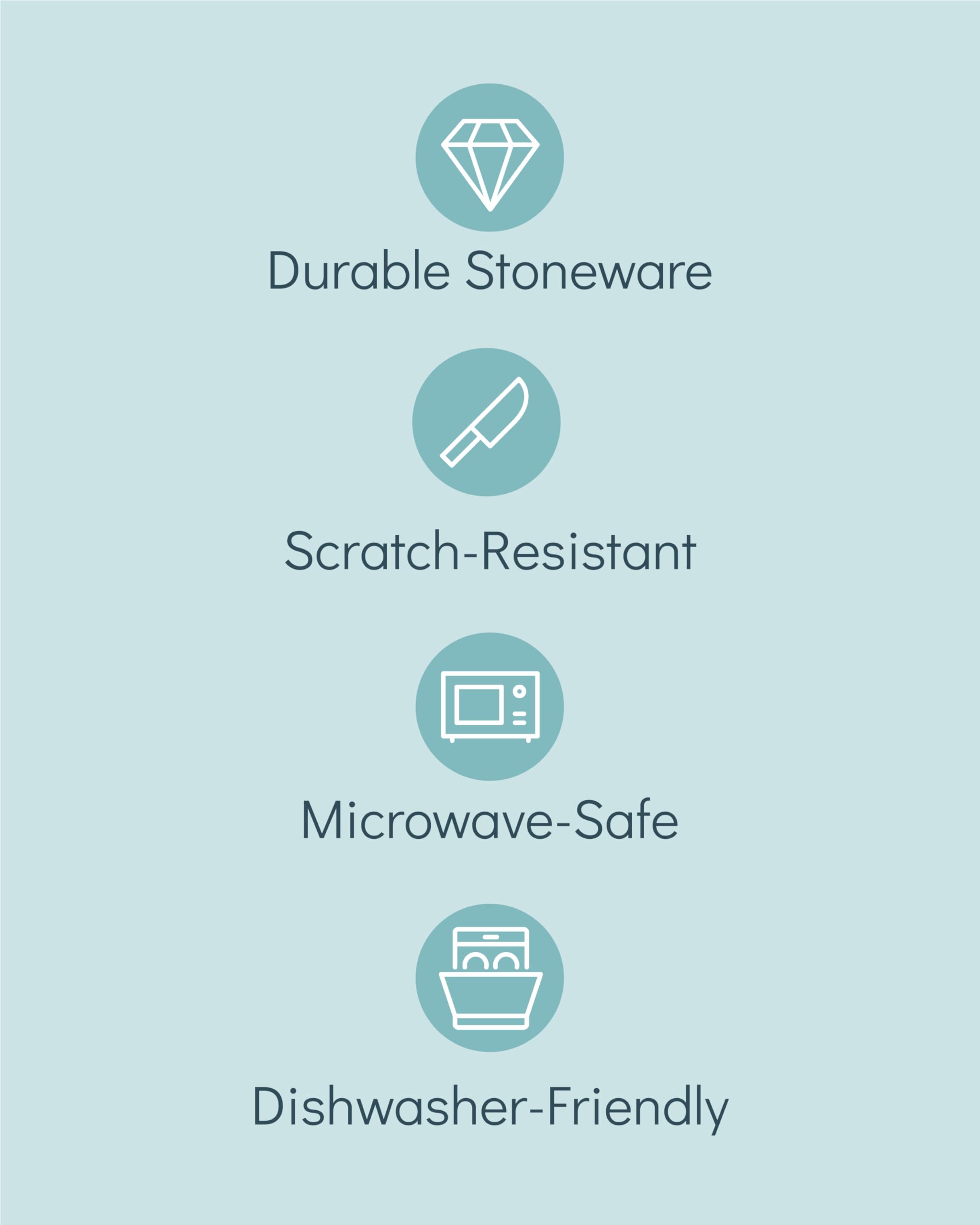 Manhattan Urban Black Line - 6-Piece Matte Black Soup Plate Set - Premium Stoneware, Dishwasher and Microwave Safe - Stylish Deep Plate Set, Perfect