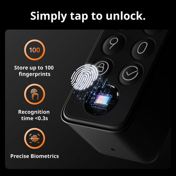 SwitchBot WiFi Smart Lock Pro with Touchscreen Keypad, Fingerprint Door Lock, Smart Door Lock, Fits Your Existing Euro Profile Cylinder, IP65 Weatherproof, Supports Matter, Alexa, Google, IFTTT