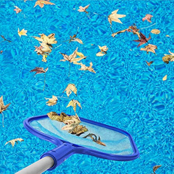 Jsdoin Swimming Pool Skimmer Net, Adjustable 5 Connecting 48Inch Aluminium Telescopic Pole, Pond Nets for Cleaning, Fine Mesh Leaf Skimmer Netting for Garden Pond Hot Tub Net, Blue