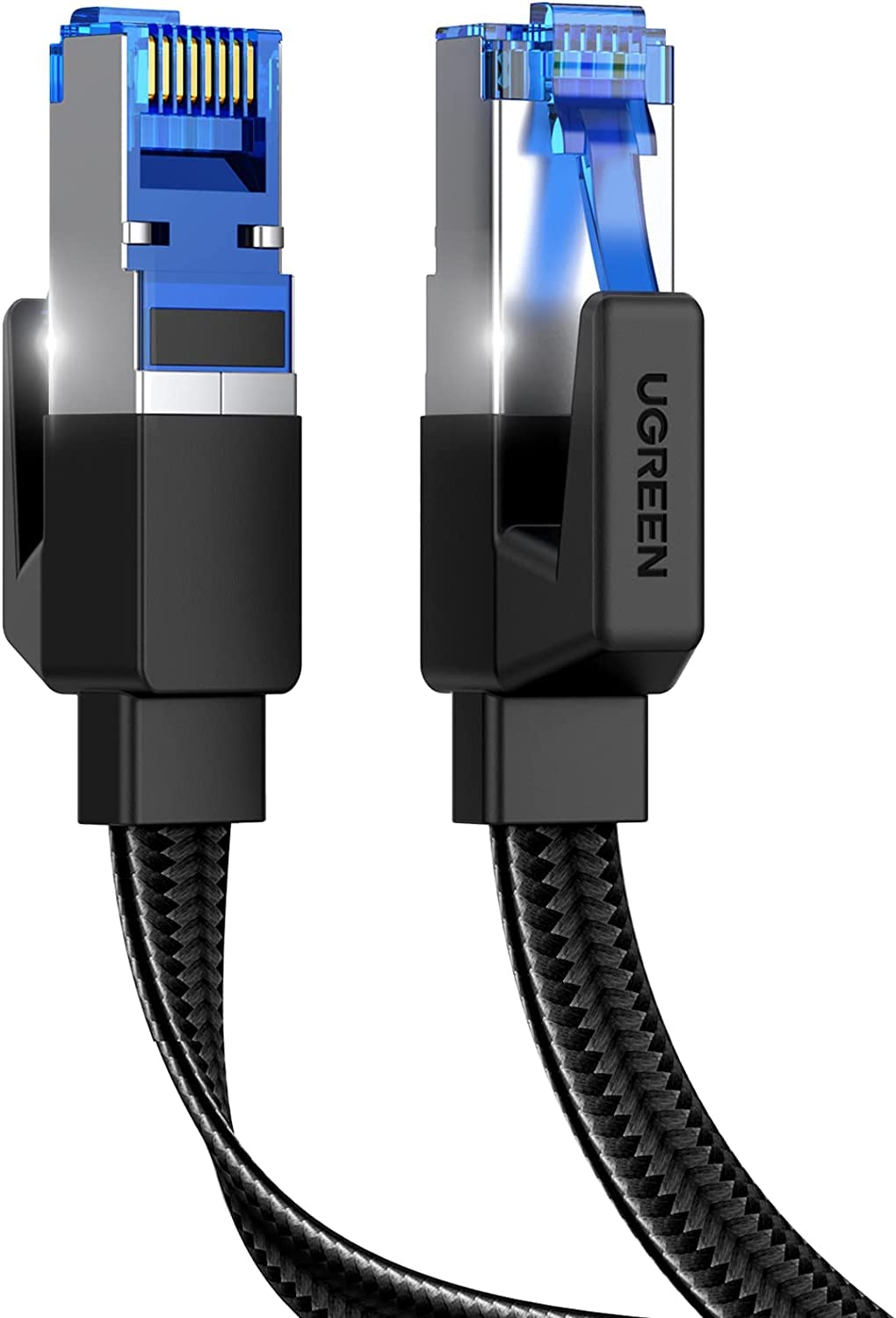UGREEN Ethernet Cable 5M, Cat 8 Internet Cable Flat High-Speed 40Gbps 2000Mhz Network Cable, Gigabit Braided RJ45 LAN Cable Patch Cord Compatible for PC/Laptop, PS5, Xbox, Modem, Router, Switch, TV