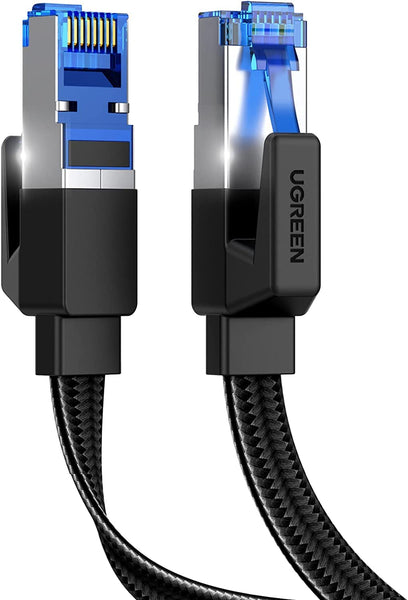 UGREEN Ethernet Cable 5M, Cat 8 Internet Cable Flat High-Speed 40Gbps 2000Mhz Network Cable, Gigabit Braided RJ45 LAN Cable Patch Cord Compatible for PC/Laptop, PS5, Xbox, Modem, Router, Switch, TV