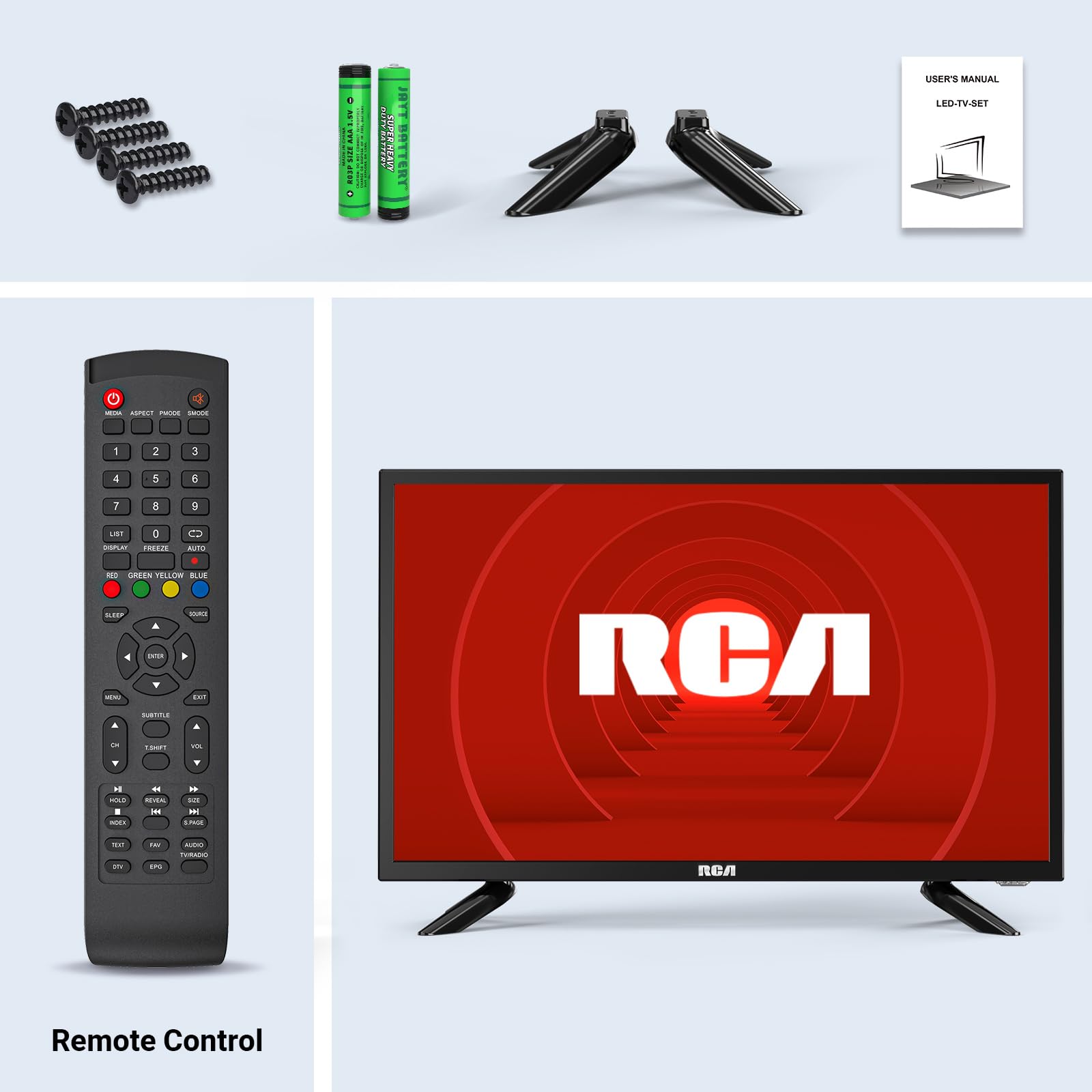 RCA RB24H2CU 24" inchFreeview HD TV DVB-T2/C/S2 Dolby Digital Audio, LED Backlighting Display, HDMI VGA PC SCART USB Travel Small TV for Motorhome and Campervan,Caravans,12 Volt
