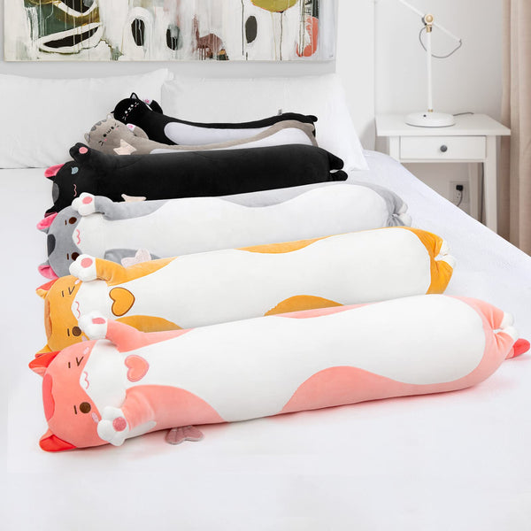 Mewaii 36in Long Cat Plush Pillows Stuffed Animals Squishy Pillows - Plushie Cute Kitty Sleeping Hugging Plush Pillow Soft Toys for Kids(Orange)