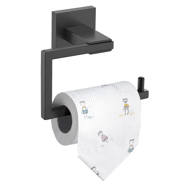 TURS Toilet Roll Holder 304 Stainless Steel Waterproof Toilet Paper Holder Wall Mounted Chrome Toilet Roll Holder for Bedroom Matte Black Finish