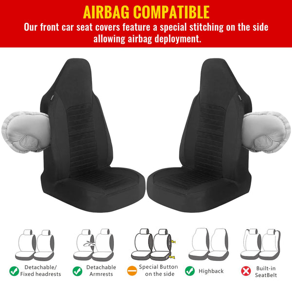 AUTOYOUTH Car Seat Covers Simple Bucket Style Universal Front Pair Fit for Car Truck SUV Van Seat Covers Car Seat Protector, Beige