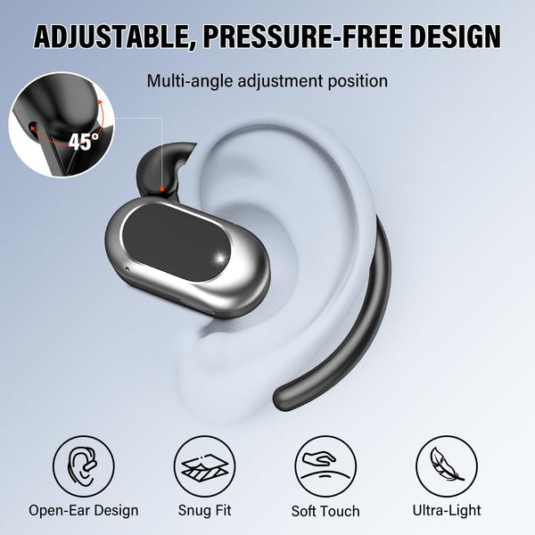 STECEi Open Ear Headphones, Bluetooth 5.4 Wireless Earbuds with Adjustable Ear Hooks, Powerful Sound, Air Conduction Earbuds with Mic, 36H playtime, Ultra-Comfort, IPX7 Waterproof Sports Earphones