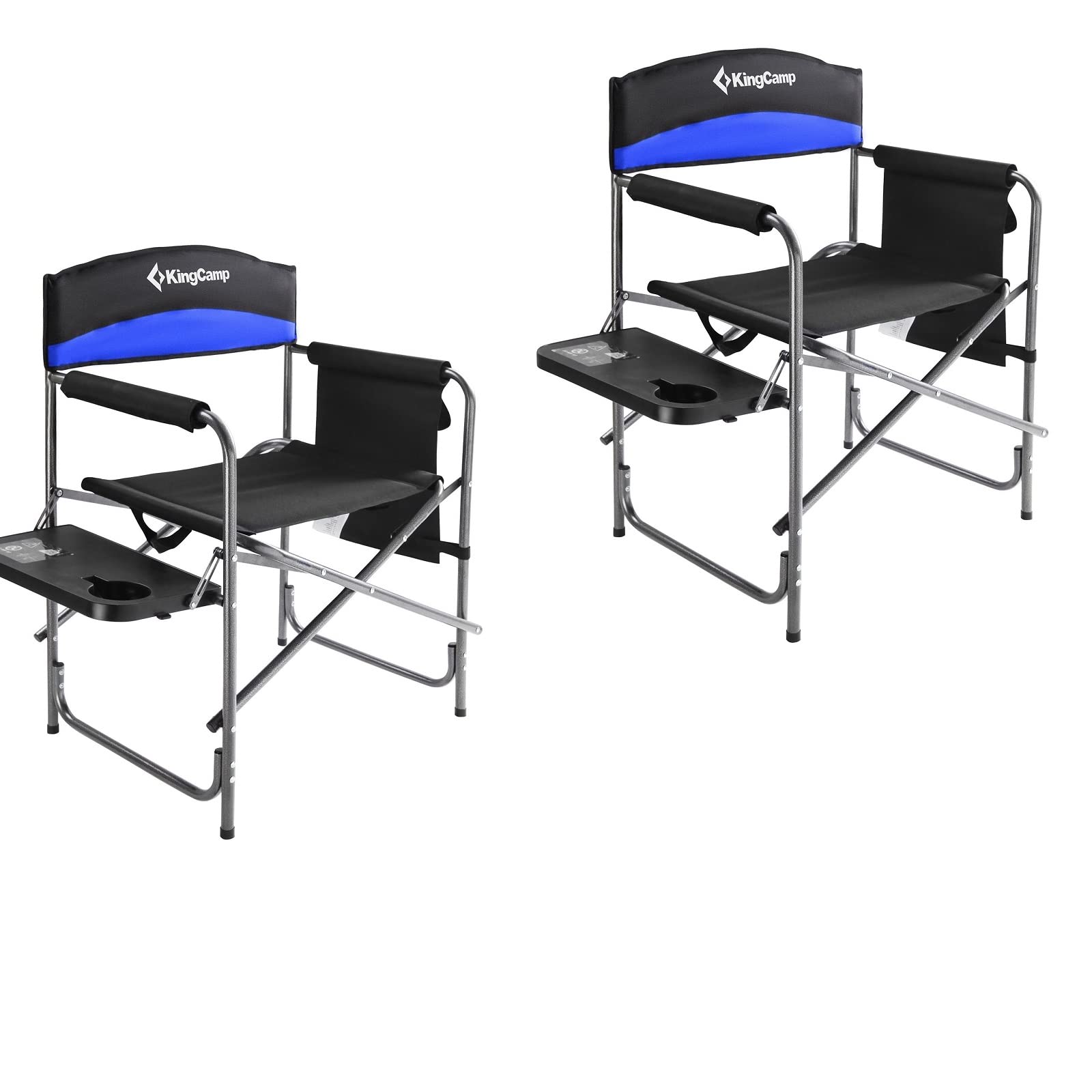 KingCamp Folding Camping Chairs for Adluts Heavy Duty Directors Chair with Cooler Bag and Side Table Support up to 150KG