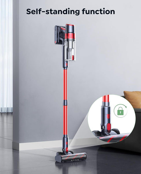 SunSare Cordless Vacuum Cleaner, 50KPa/600W, 65 Mins with Touchscreen, AUTO Mode, 1M Hose, Anti-Tangle, Self-standing, Wall-mounted Charging Vacuum Cleaner for Hardwood Floor Carpet Car Pet Hair