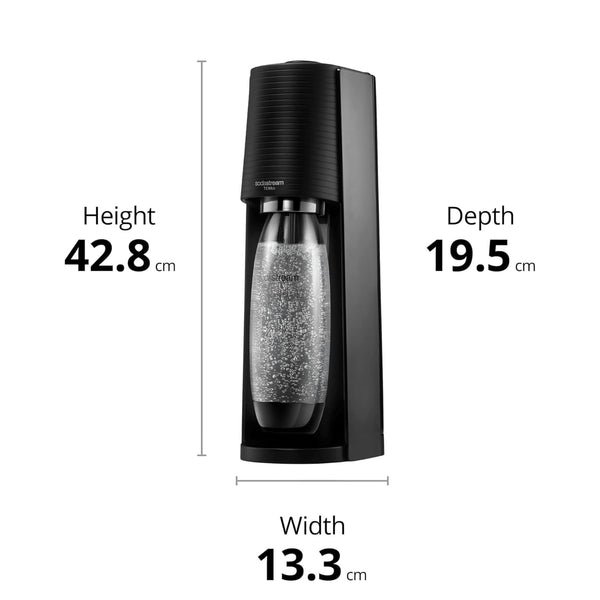 SodaStream - Terra Sparkling Water Maker, Quick Connect CO2 System, Includes 60L Gas Cylinder, BPA-Free 1L Bottle, Eco-Friendly & Reduces Plastic Waste, Black