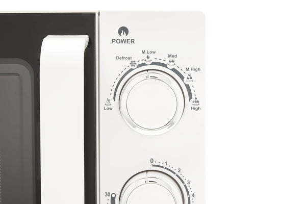 Haden 20L White Microwave - 800W Compact Countertop Microwave Oven with 6 Power Levels, 30-Min Timer & Defrost Function  Perfect for Kitchens, Dorms,