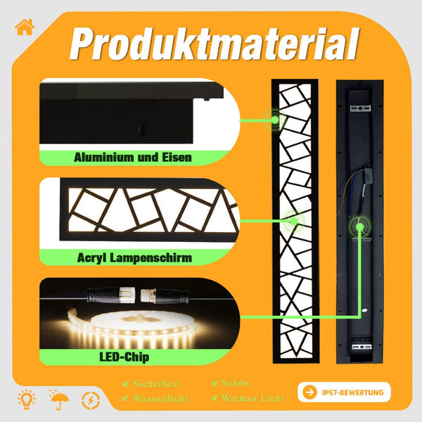 LUOLONG LED Long Wall Light IP67 Waterproof Villa Indoor/Outdoor Wall Lights Anthracite 80CM Warm Light