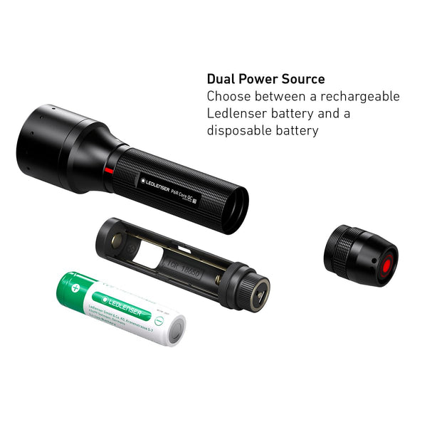 Ledlenser P7R torch LED, 1000 lumens, rechargeable Lithium 18650 battery, 210m long distance beam, focusable, up to zu 40h runtime, incl. magnetic charging system and wall mounting, Flashlight