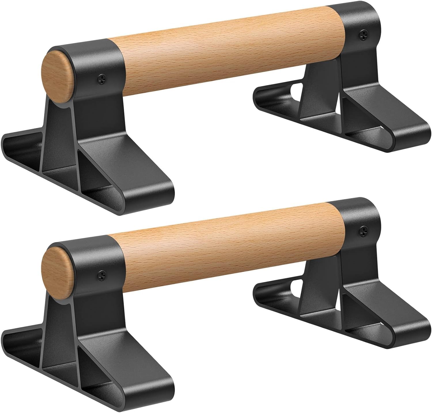 SELEWARE Wood push up bars Parallettes bars Anti-slip Handstand Bars for Calisthenics, Fitness, Floor workouts Solid Wood with Sturdy Metal Bracket,