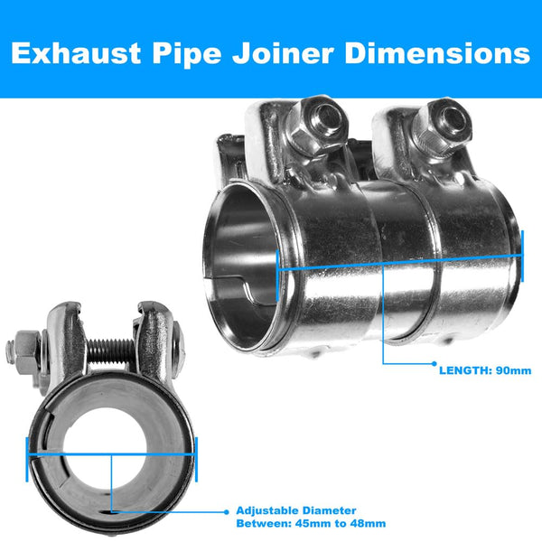 BITS4REASONS E-TECH EC015.5 New Model Heavy Duty Adjustable Exhaust Pipe Joiner/Connector 63-66MM, 125MM Long