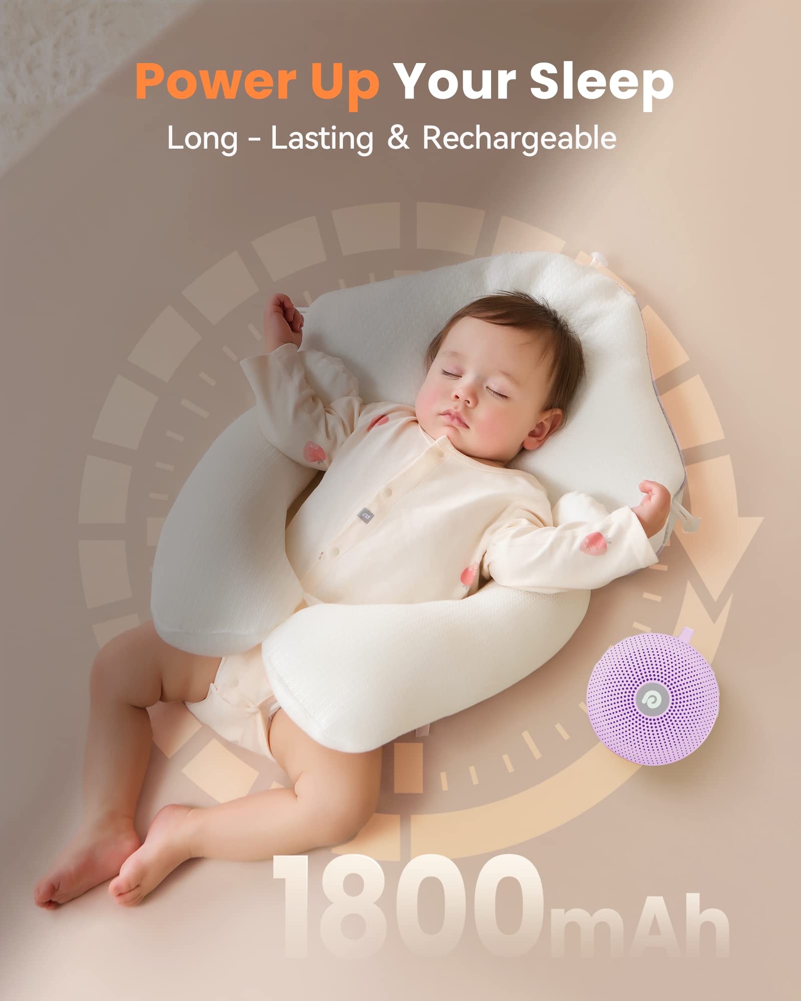 Dreamegg White Noise Machine, Portable Sound Machine Baby Features Powerful Battery, D11Max Sleep Aid Sound Machine for Baby Adults 21 Soothing Sounds for Sleeping Nursery Travel Gift USB Rechargeable