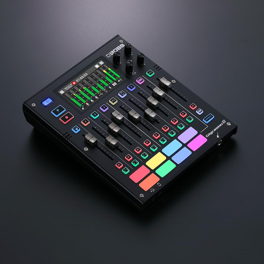 BOSS Gigcaster 8 | 8-Channel Audio Streaming Mixer with Direct Guitar/Bass Input | 4 XLR/TRS Combo Inputs | Built-In Stereo Mic | 8 SFX Pads | 20x14 USB Audio Interface | Onboard Recording | Bluetooth
