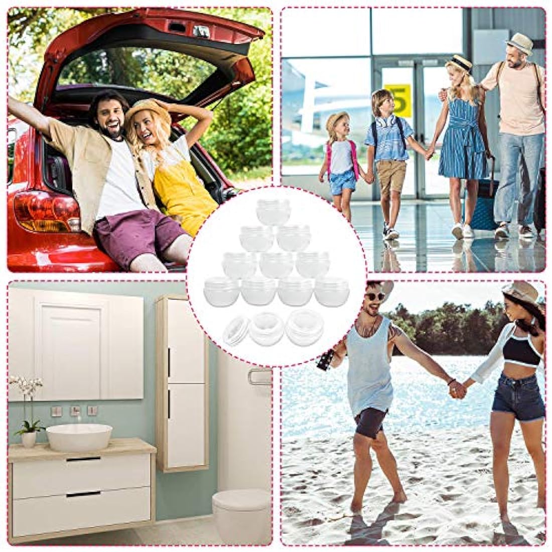 Alledomain 20 Pieces 10ml / 10g Empty Clear Cosmetic Pots with 3 Mini Spatula, Plastic Refillable Travel Sample Container Jars with Lids and Inner Liners for Makeup Creams Lotions Beauty Nail