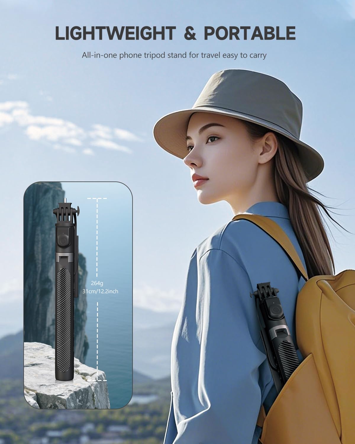 RISEOFLE Phone Tripod & Selfie Stick, 180cm Aluminum All in One Extendable Tripod for Smartphone, Portable Travel Tripod Stand with Wireless Remote Control for iPhone/Samsung/Android/Camera