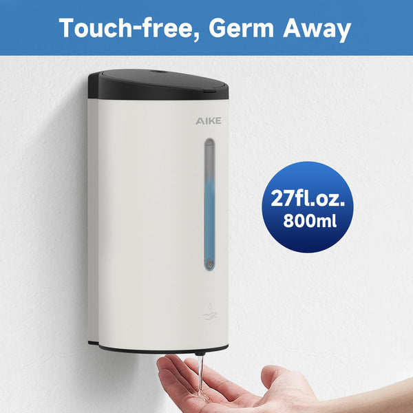 AIKE AK1205 New Soap Dispenser Wall Mounted, 800ML Stainless Steel Wall Soap Dispenser, Automatic Hand Soap Dispenser No Drilling, Hand Sanitizer