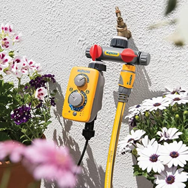 HOZELOCK - Multi-Tap Connector 2-Way : Ideal for Creating 2 Circuits on a Single Tap, With Independent Flow Valve for Each Outlet [2252 0000]