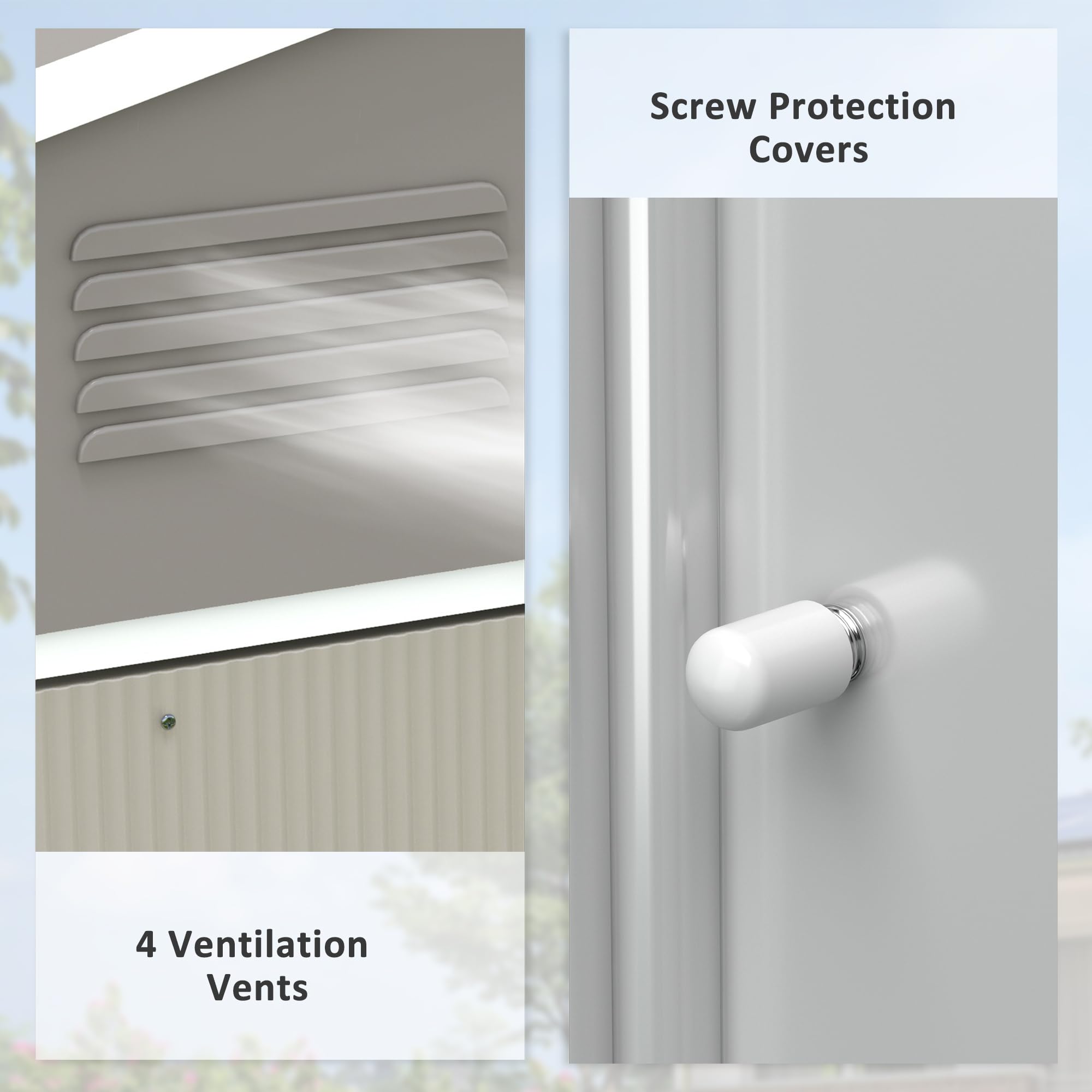 Outsunny 7.7 x 5.7ft Metal Garden Shed with Ventilation Slots and Sliding Doors, Galvanised Outdoor Tool Storage House, Grey