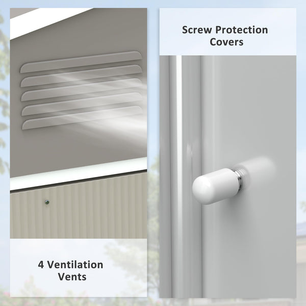 Outsunny 7.7 x 5.7ft Metal Garden Shed with Ventilation Slots and Sliding Doors, Galvanised Outdoor Tool Storage House, Grey