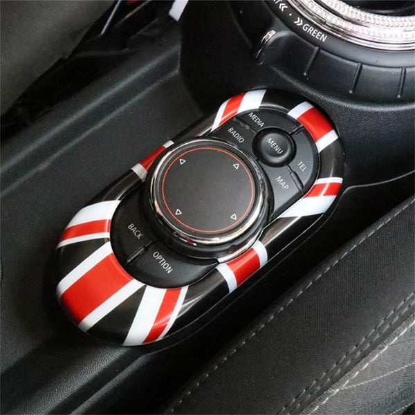 ABS Plastic Center Console Multimedia Gear Shift Panel Frame Trim Cover for Mini Cooper F55 Hardtop F56 Hatchback F57 Convertible 2014~2020 (Union Jack Gray)
