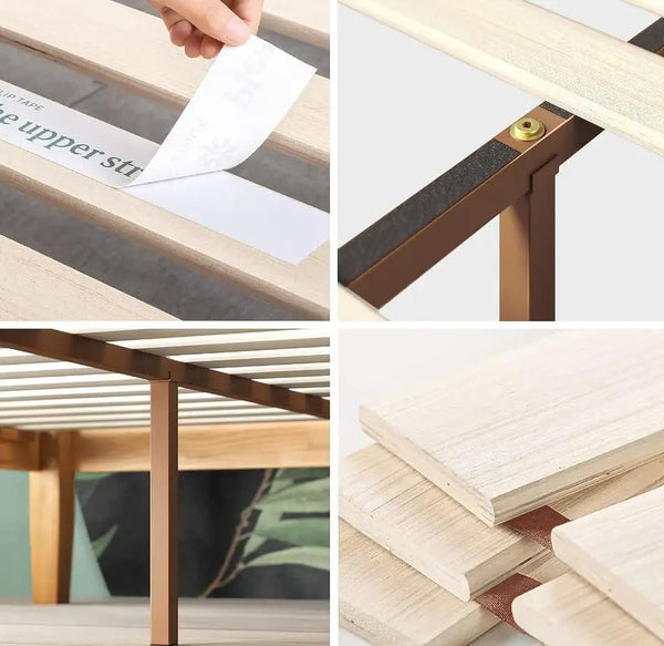 Zinus Arnav Super King Bed frame - Bed 180x200 cm - 26 cm Height - Metal bed frame with Wood slat support - Black