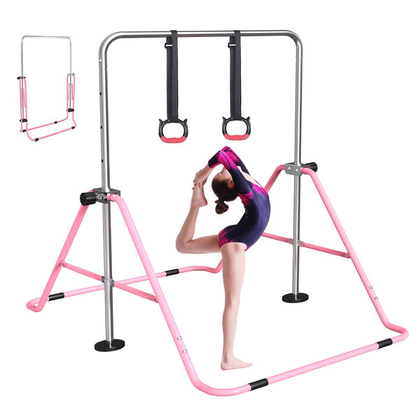 FBSPORT Gymnastics Bar,Gymnastics Equipment, Folding Horizontal Bar for Kids Home Training, Expandable Gymnastics Training Bar Junior with Adjustable