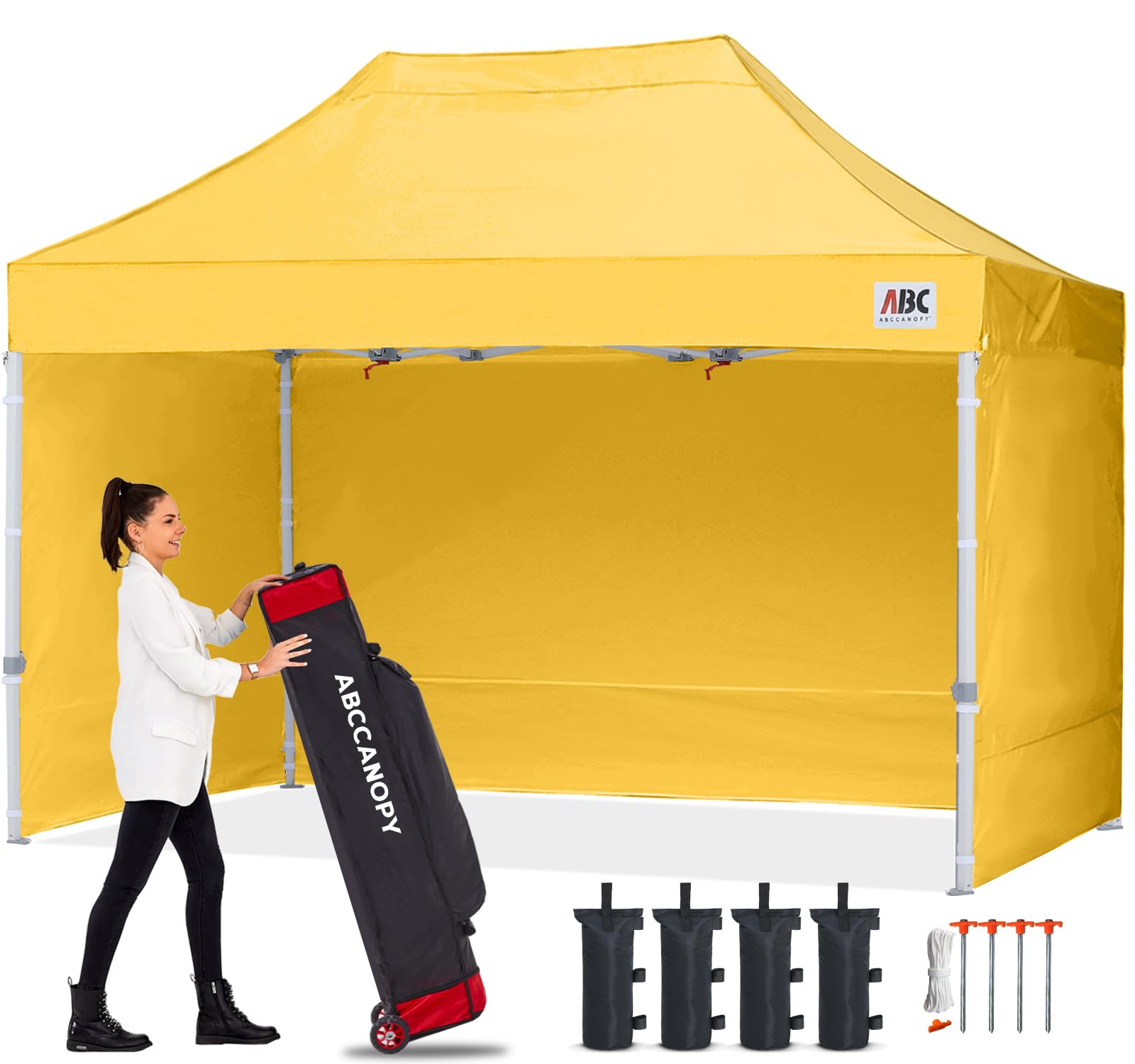 ABCCANOPY 3x6M Pop Up Gazebo Canopy Commercial Tents Market stall with 4 Removable Sidewalls and Roller Bag Bonus 4 Weight Bags (Grey)