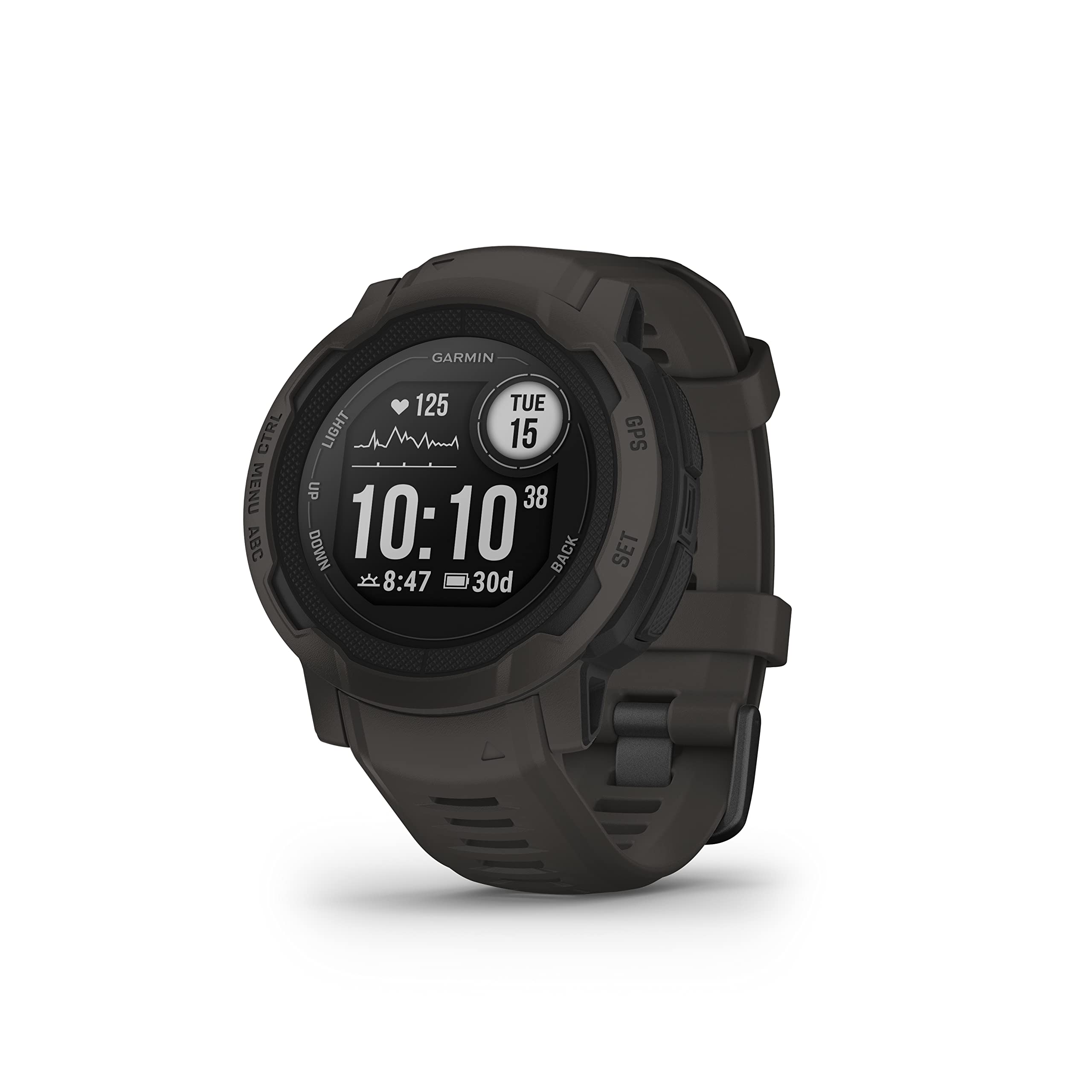 Garmin Instinct 2 GPS 45mm Smartwatch, Rugged watch, Built-in Sports Apps & Health Monitoring, Ultratough Design Features, up to 28 days Battery Life, Graphite