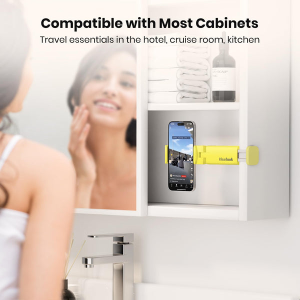 Airplane Phone Holder - Klearlook 4 in 1 Adjustable Phone Stand for Travel,360 Rotation Handsfree Viewing Flight Phone Holder,Foldable Travel Essential,Accessory for Flying/Traveling/Home/Office-Black