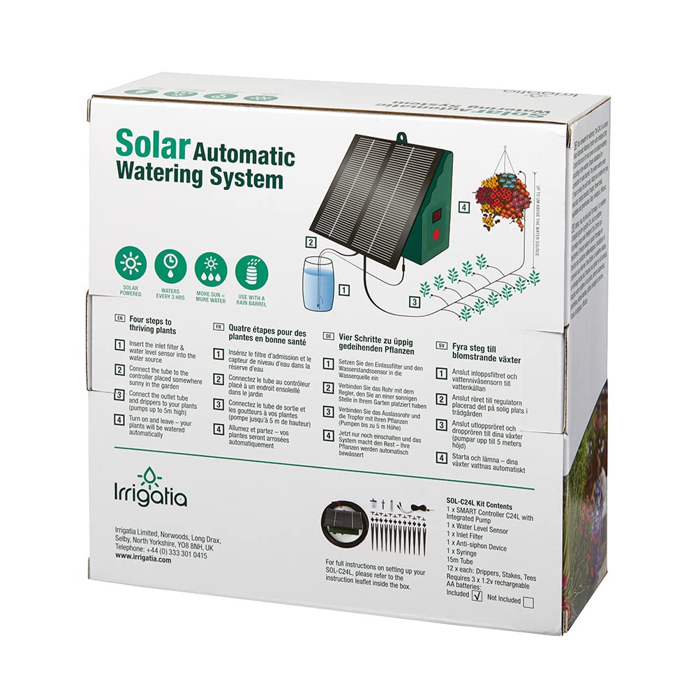 Irrigatia SOL-C24 Weather responsive Solar automatic watering system.