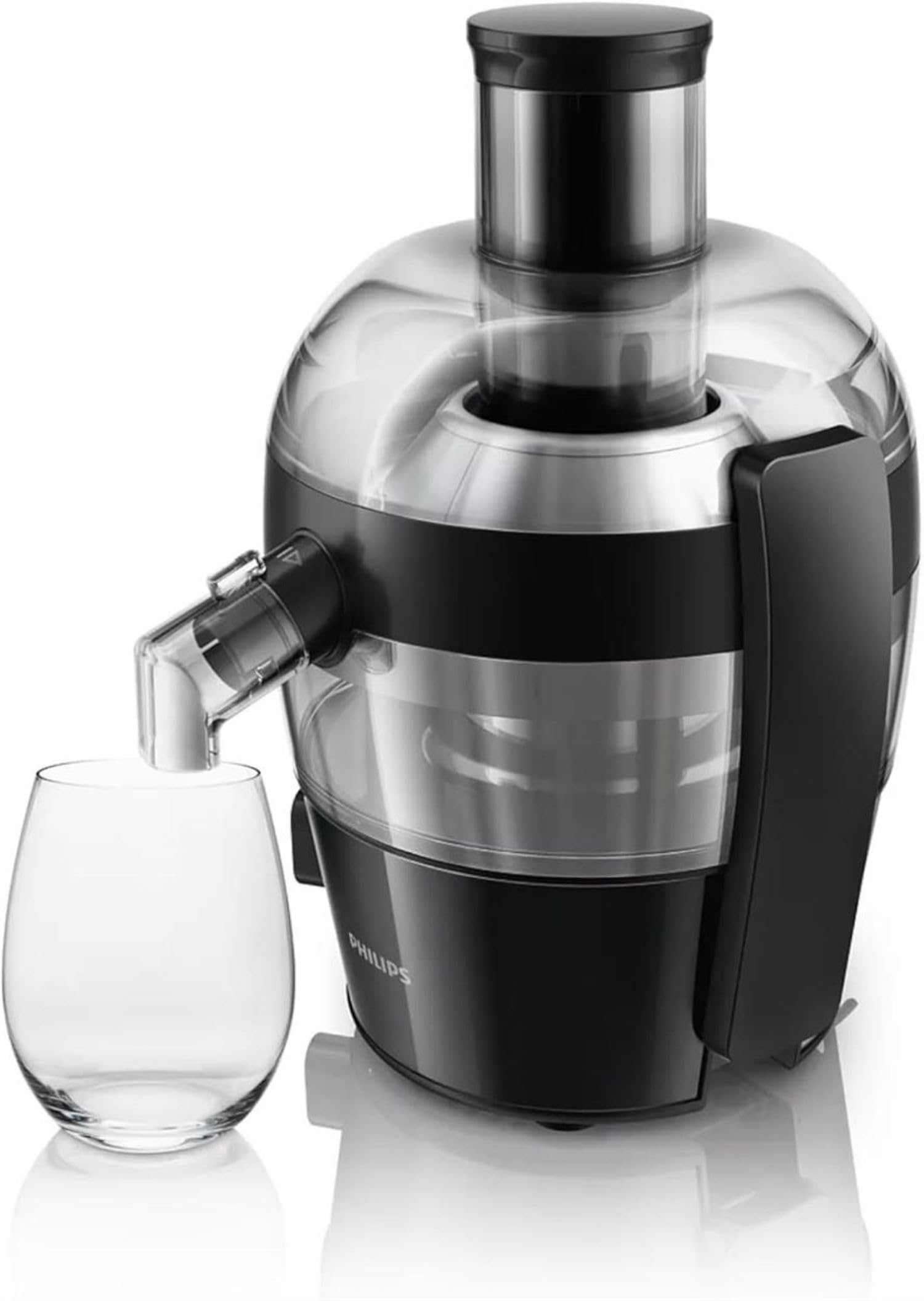 Philips Viva Collection Compact Juicer, 1.5 Litre, 500 Watt, Quick Clean Technology, Drip Stop, Dishwasher Safe Parts, See-through Pulp Container,
