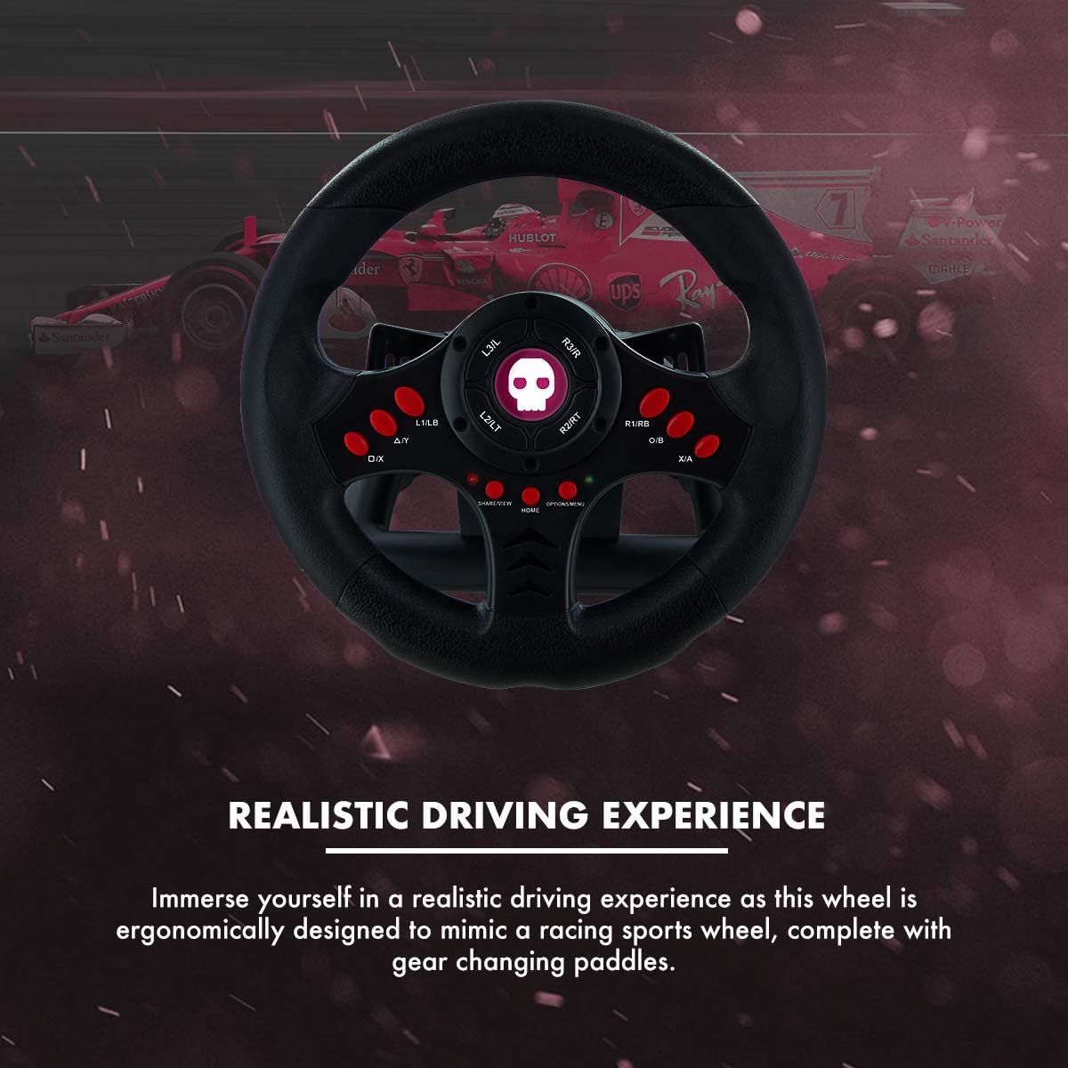 Numskull Next-Gen Pro Racing Wheel with Pedals and Shifter - Compatible with Xbox Series X|S, Xbox One, PS4, Nintendo Switch and PC - Realistic Steering Wheel Controller Accessory