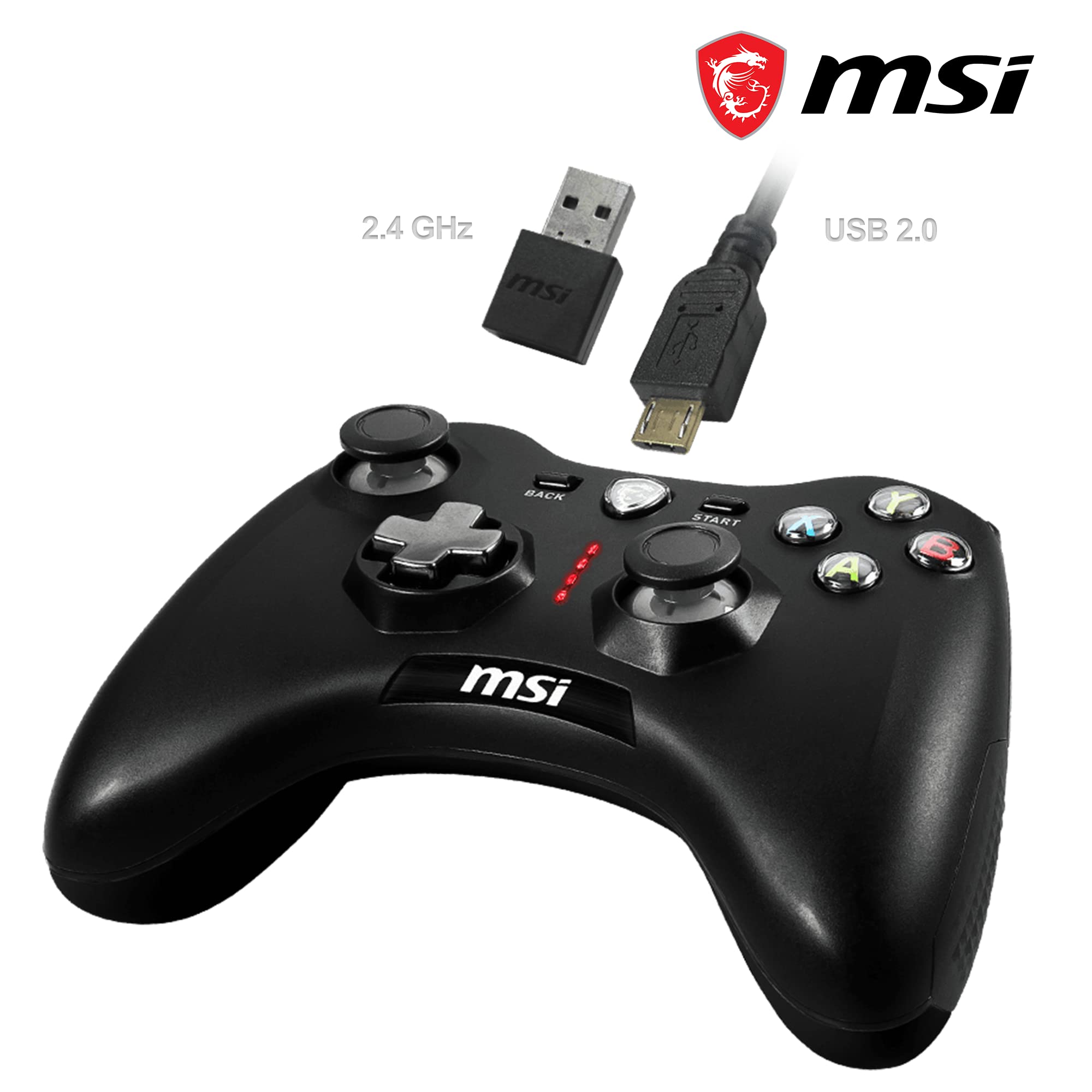 MSI FORCE GC20 V2 WHITE Wired PC Gamepad Controller - Interchangeable D-Pad Covers, Dual Vibration Motors, USB 2.0 - Wired
