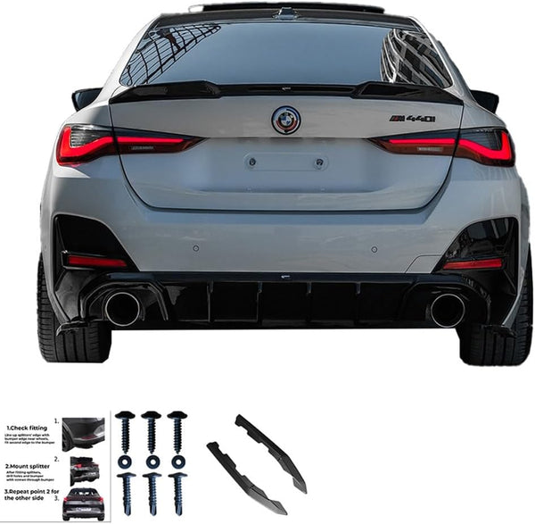 Oneway Rear Side Diffusors compatible with BMW 4-Series G26 M-Pack/M440i 2021- - Gloss black